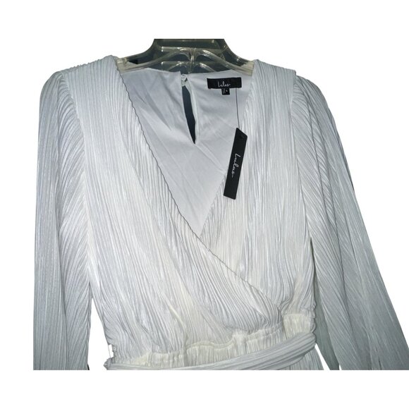 Lulus Plissed to Be Here White Plisse Balloon Sleeve Romper Sz Small White Long - Picture 11 of 16